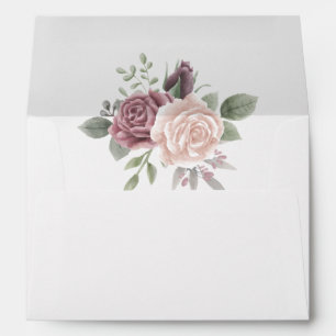 Rustic Dusty Rose Watercolor Flowers Envelope