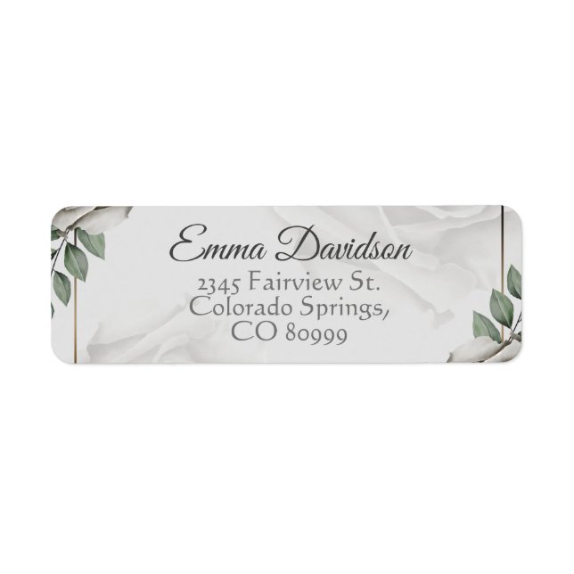 Rustic dusty white roses Return Address Labels (Front)