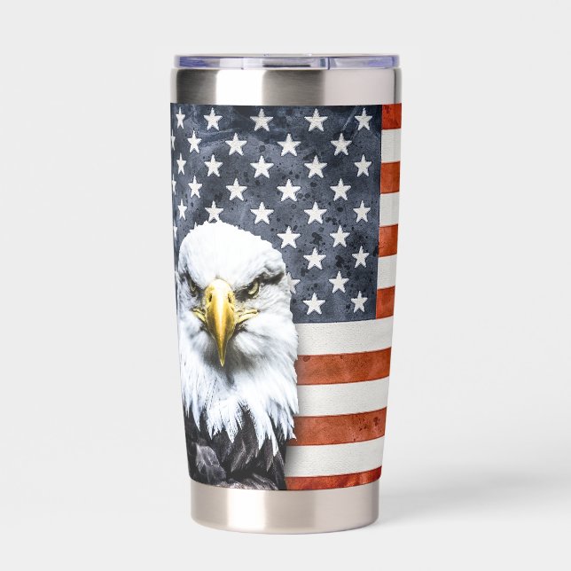 Rustic Eagle on American Flag Insulated Tumbler (Front)