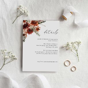 Rustic Earth & Champagne Florals Details 2 Enclosure Card