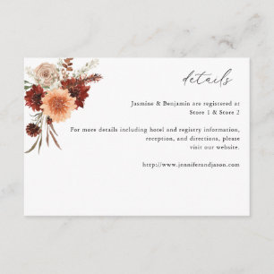 Rustic Earth & Champagne Florals Details Enclosure Card
