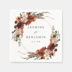 Rustic Earth & Champagne Florals Name v3 Napkin