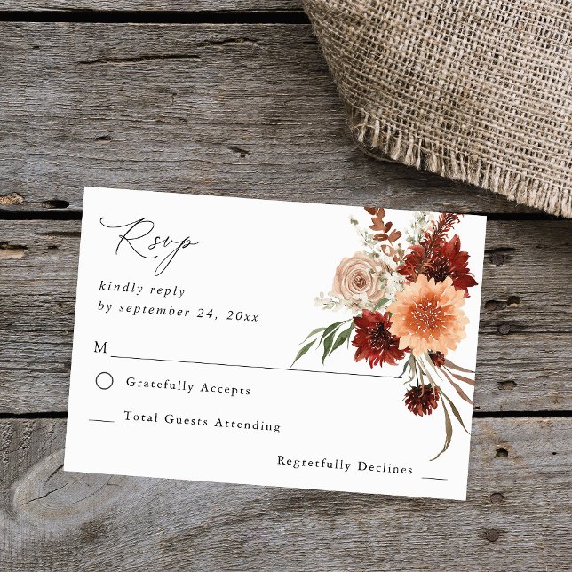 Rustic Earth & Champagne Florals no Meal RSVP (Creator Uploaded)