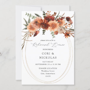 Rustic Earth & Champagne Florals Rehearsal Dinner Invitation