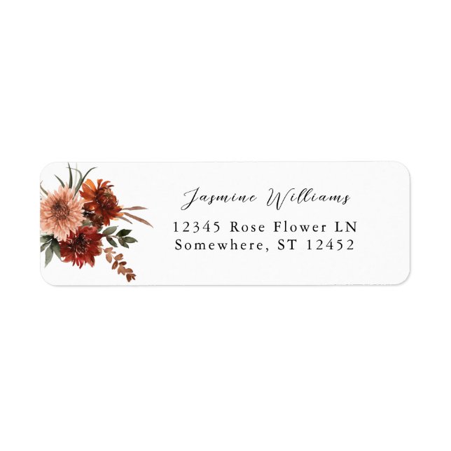 Rustic Earth & Champagne Florals Return Address 2 (Front)
