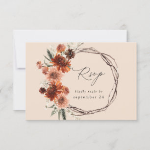 Rustic Earth & Champagne Florals w Meal -BEIG2 RSVP Card