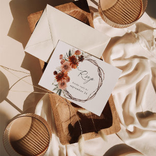 Rustic Earth & Champagne Florals w Meal RSVP 2 Card