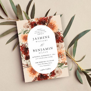 Rustic Earth & Champagne Florals Wedding - Beige Invitation