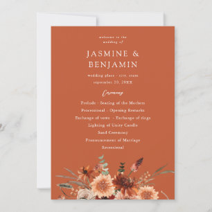 Rustic Earth & Champagne Florals Wedding Program T Invitation