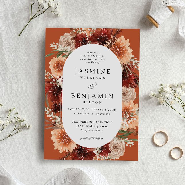 Rustic Earth & Champagne Florals Wedding - Terra C Invitation (Creator Uploaded)