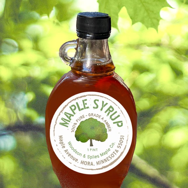 Rustic Earth Coloured Maple Syrup Label with Tree (Creator Uploaded)