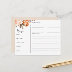Rustic Earth Floral Bridal Shower Recipe Cards