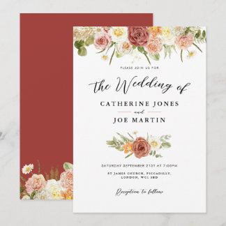 Rustic Earth Floral Wedding Invitation