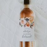 Rustic Earth Florals Bridesmaid Proposal Wine Label<br><div class="desc">This rustic earth florals bridesmaid proposal wine label is perfect for a fall wedding. The elegant earth tone design features rustic watercolor flowers in terracotta,  copper,  burnt orange,  peach,  blush pink and cream white tones with vintage boho style.</div>