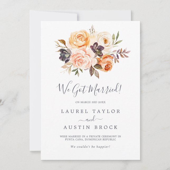 Rustic Earth Florals Elopement Announcement (Front)