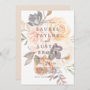 Rustic Earth Florals   Faded Flowers Wedding Invitation