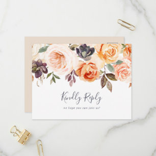 Rustic Earth Florals Menu Choice RSVP Postcard
