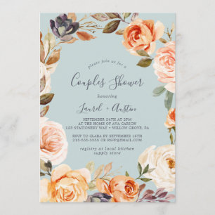 Rustic Earth Florals   Mint Couples Shower Invitation