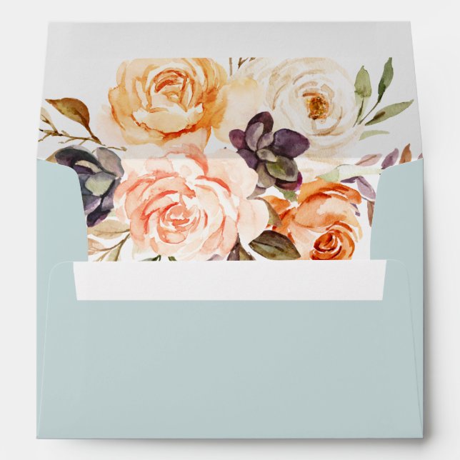 Rustic Earth Florals | Mint Wedding Invitation Envelope (Back (Bottom))