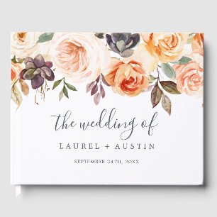 Rustic Earth Florals Monogram Back Wedding Guest Book