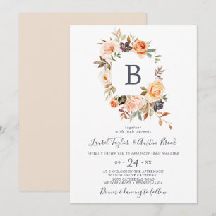 Rustic Earth Florals Monogram Wedding Invitation