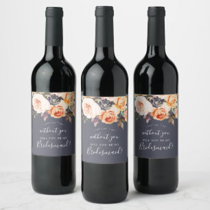 Rustic Earth Florals   Purple Bridesmaid Proposal Wine Label
