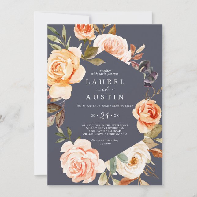 Rustic Earth Florals | Purple Casual Wedding Invitation (Front)
