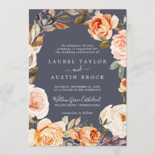 Rustic Earth Florals   Purple Formal Wedding Invitation