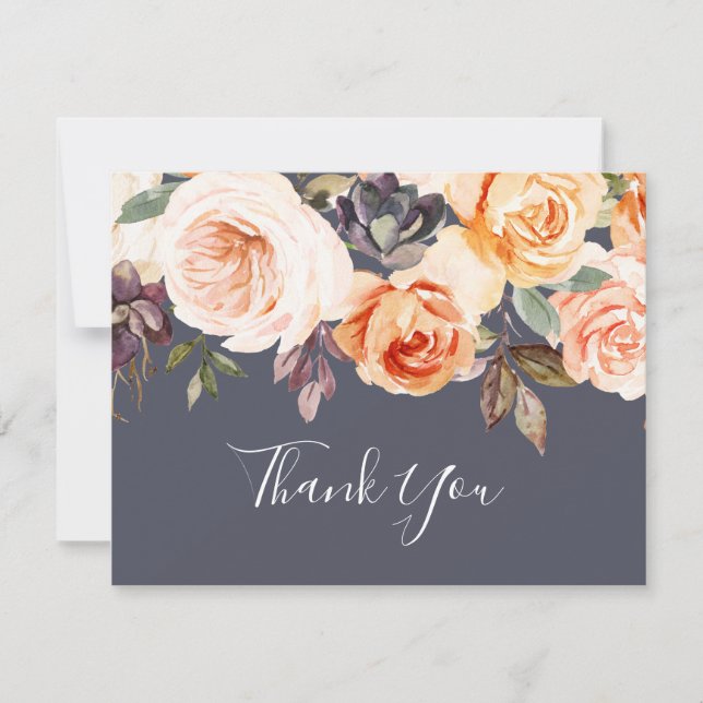 Rustic Earth Florals | Purple Thank You Card (Front)