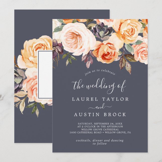Rustic Earth Florals | Purple The Wedding Of Invitation (Front/Back)