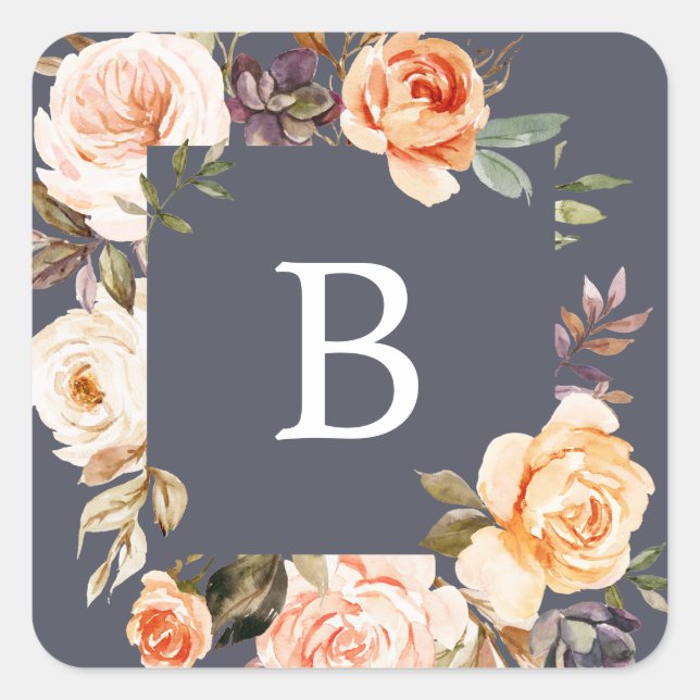 Rustic Earth Florals Purple Wedding Envelope Seals (Front)