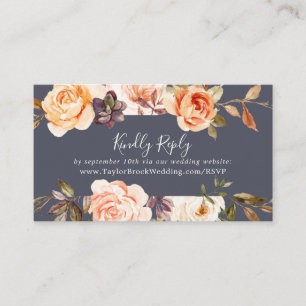 Rustic Earth Florals   Purple Wedding Website RSVP Enclosure Card