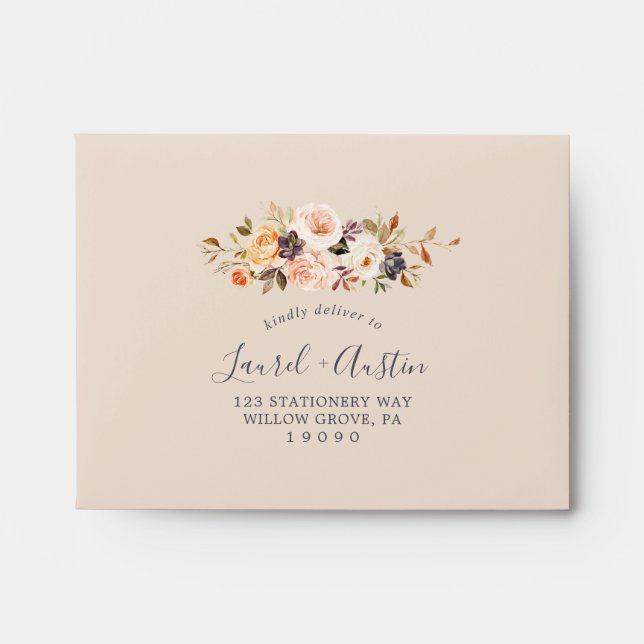 Rustic Earth Florals Self-Addressed RSVP Envelope (Front)