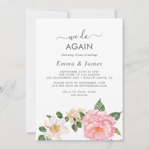 Rustic Earth Florals "We Do Again" Vow Renewal  Invitation