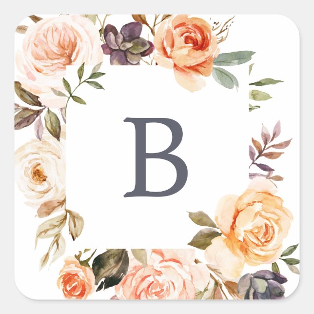 Rustic Earth Florals Wedding Envelope Seals (Front)