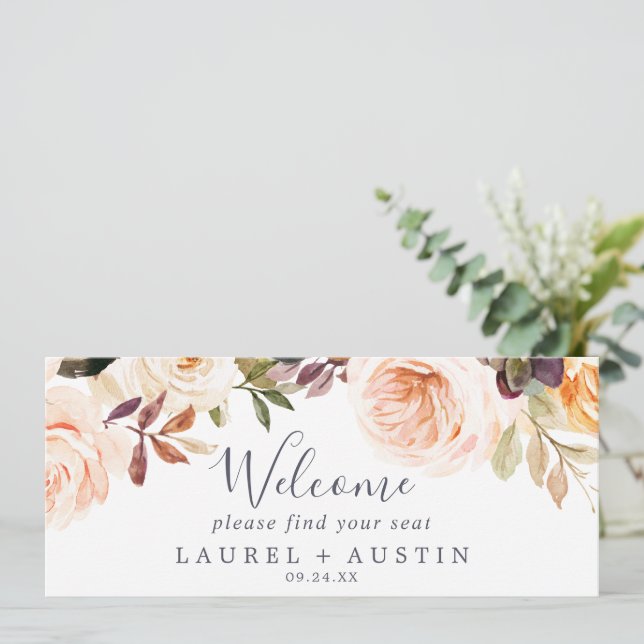 Rustic Earth Hanging Seating Chart Welcome Header (Standing Front)