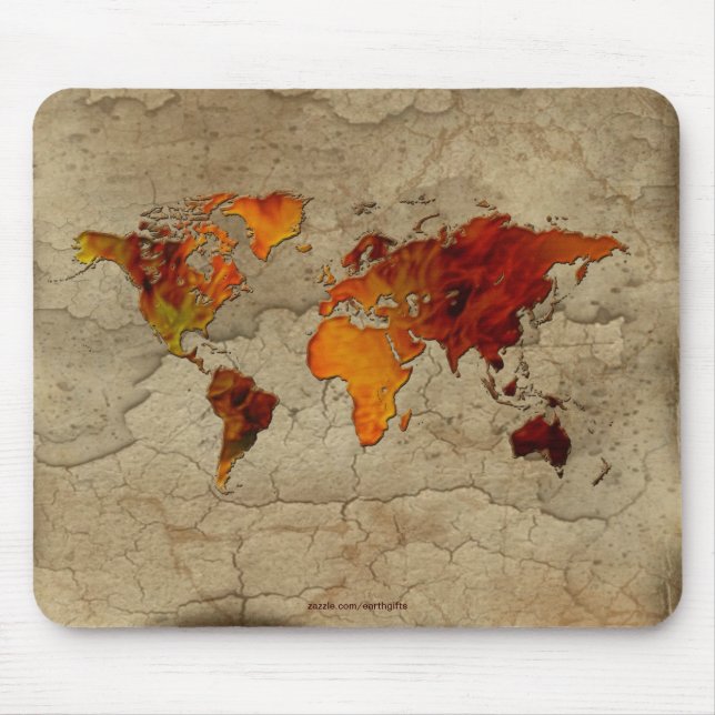Rustic Earth Map of The World Arty Texture Mouse Mat (Front)