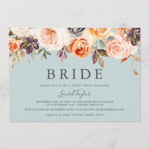 Rustic Earth Mint Horizontal Bride Bridal Shower Invitation