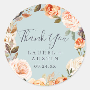 Rustic Earth Mint Thank You Wedding Favour Sticker