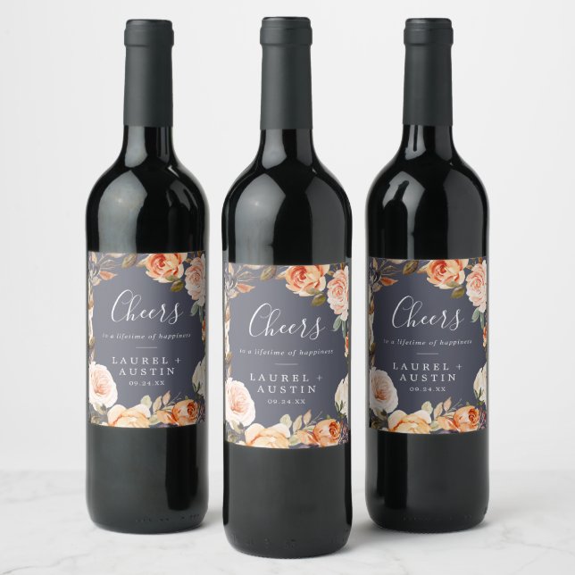 Rustic Earth | Purple Cheers Wedding Wine Labels (Bottles)