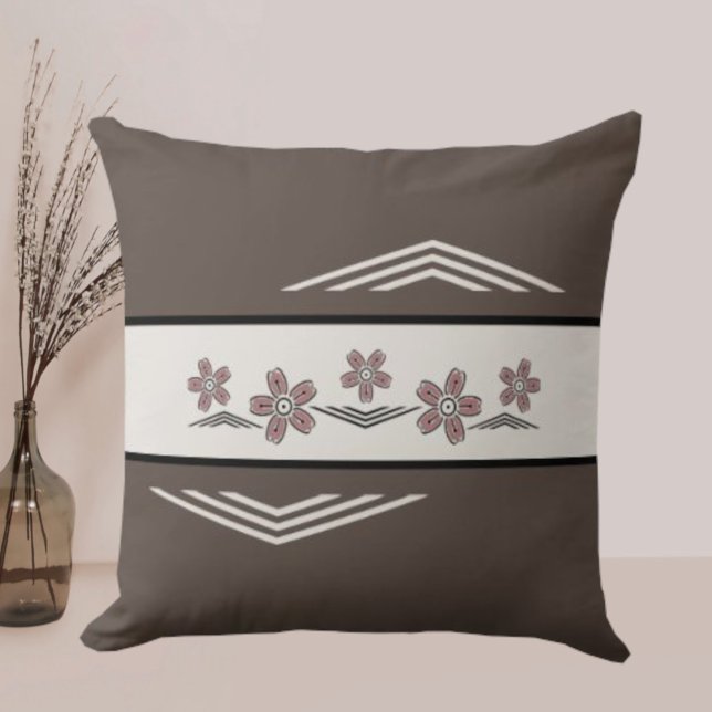 Rustic Earth Tones Cherry Blossom Throw Pillow (Creator Uploaded)