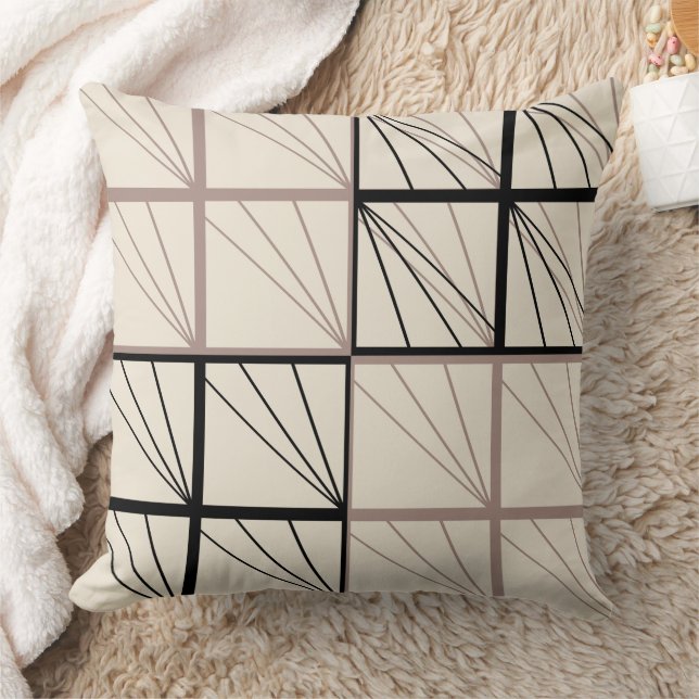 Rustic Earth Tones Geometric Throw Pillow (Blanket)