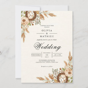 Rustic Earthy Bloom Arch Wedding Invitation