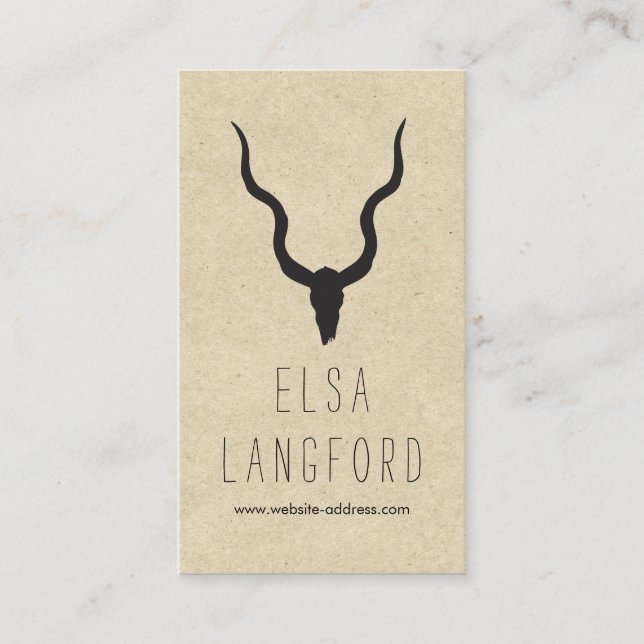 Rustic Earthy Bohemian Antlers Craft Business Card (Front)