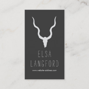 Rustic Earthy Bohemian Antlers Dark Grey Business Card