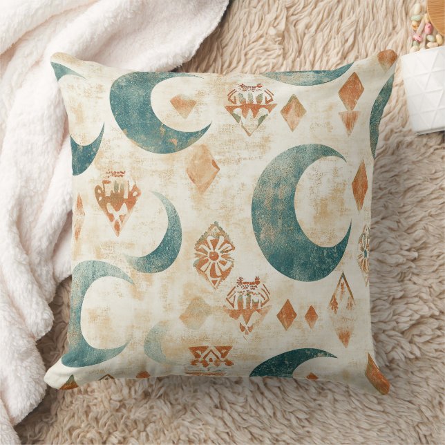 Rustic Earthy Boho Moon Floral Pattern (11) Cushion (Blanket)