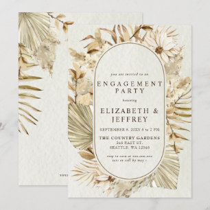 Rustic Earthy Boho Pampas Engagement Party Invitation