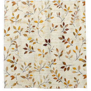 Rustic Earthy Botanical Leaves and Twigs Shower Curtain