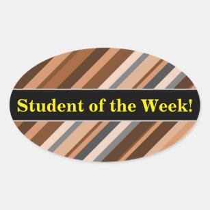 Rustic, Earthy Brown, Beige and Grey Stripes Oval Sticker