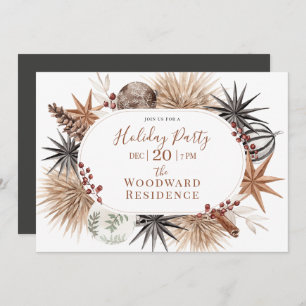Rustic Earthy Dried Botanicals Holiday Party Invitation